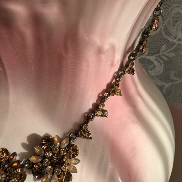 Vintage VCLM Amber rhinestone necklace with matching earrings - Picture 3 of 9